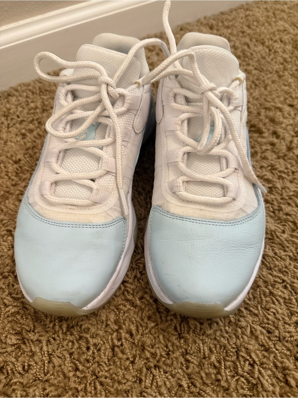 Size 6 Jordans White and Light Blue Casual Sneakers